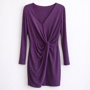 Babaton by Aritzia Plum Purple Twist Front Long Sleeve Dress Size S